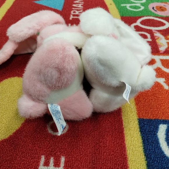 ✓Wishpets Pink  And White Easter Bunnies Hugging Rabbits Stuffed Animal Plush 8" - Picture 7 of 15